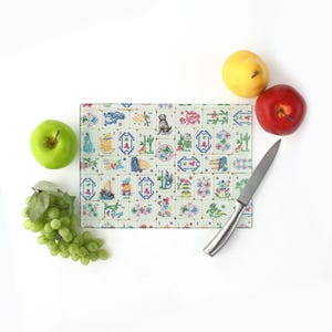 Small Cutting Board, Mother Nature Mahjong Tile Design, 11” W x 8.25” L