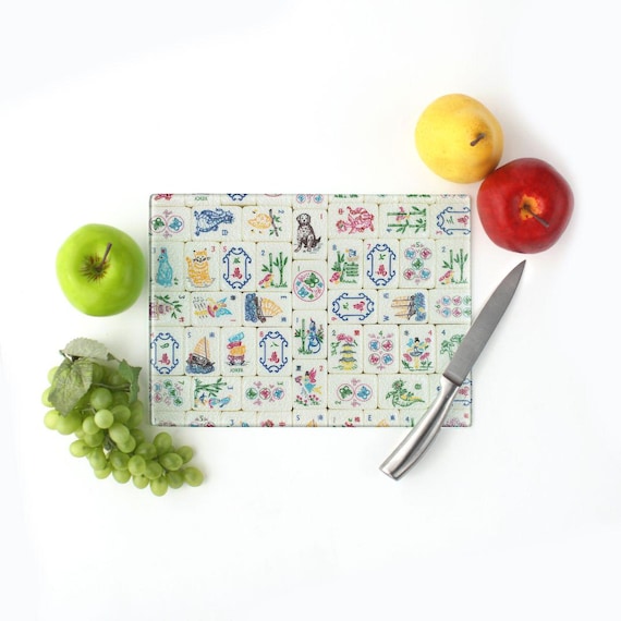 Small Cutting Board, Mother Nature Mahjong Tile Design, 11” W x 8.25” L