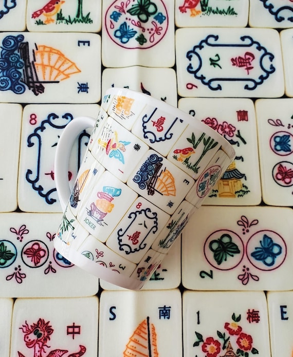 Gift Set Mother Nature Mahjong, Ceramic Mug 12oz. and Guest Towel