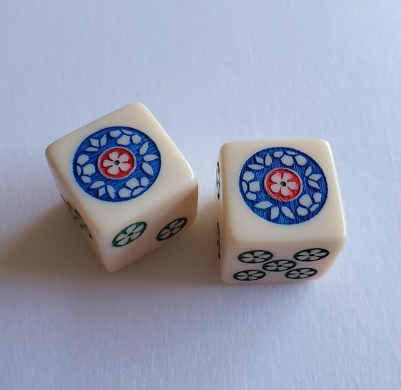 Decorative Dice, One Pair, Hand Painted, 16 mm, 5/8 inch, Mahjong, Backgammon, Bunco, Dungeons & Dragons, Yahtzee