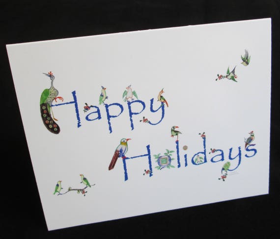 Happy Holidays, Mahjong Greeting Cards and Envelopes, Set of Ten, From Vintage Mahjong Tiles