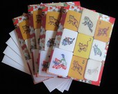 Set of Four Mahjong Stationery Cards Four Envelopes Inspired by Vintage Mahjong Tile Designs Note Cards