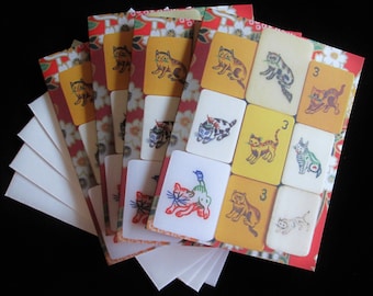 Mahjong Katzen Briefumschlag, 4er-Set