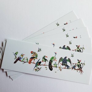 Vintage Mahjong Birds on a Branch Bookmarks, Set of Five Design B