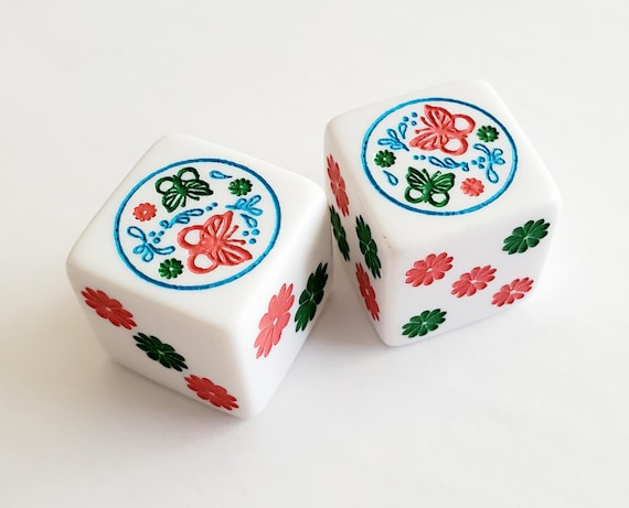 Decorative Dice, One Pair, Hand Painted, 19 mm, 3/4 inch, Mahjong, Backgammon, Bunco, Dungeons & Dragons, Yahtzee