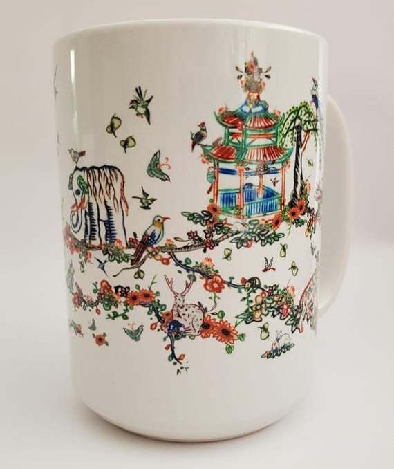 Scene from Vintage Mahjong Tiles, Ceramic Mug 15oz Made to Order Mahjongg Mah Jongg Jong