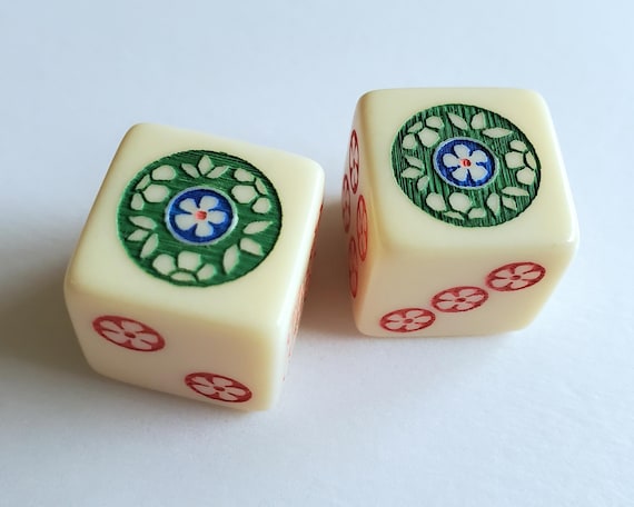 Decorative Dice, One Pair, Hand Painted, 16 mm, 5/8 inch, Mahjong, Backgammon, Bunco, Dungeons & Dragons, Yahtzee