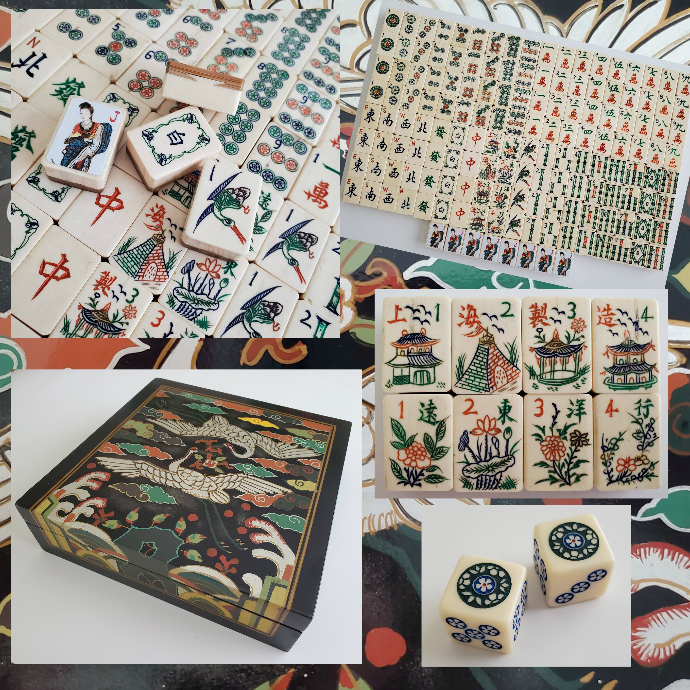 Vintage Bone and bamboo Mahjong or mah-jongg playing tiles in box. Tote  Bag for Sale by Umdash919