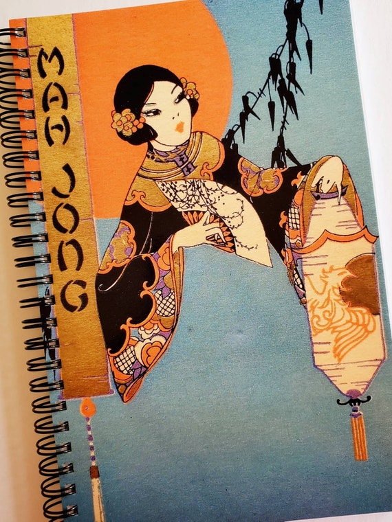 Photo Cover of a Vintage 1920s Mahjong Score Pad Cover, Notebook, 80 White Pages