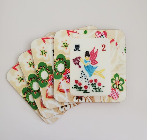 Set of Four, Mahjong Mother Nature Fairy Coasters