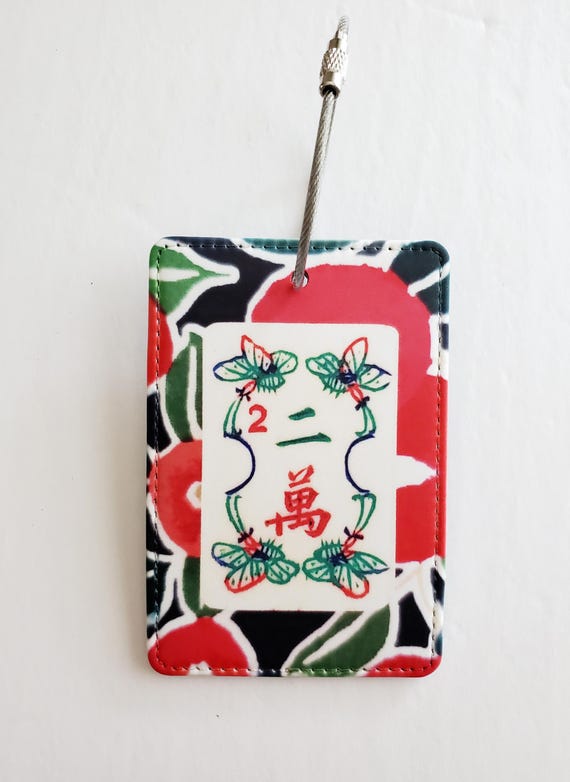 Luggage Tag with Metal Ring, Rectangle ~ Two Crack Mahjong Tile Image