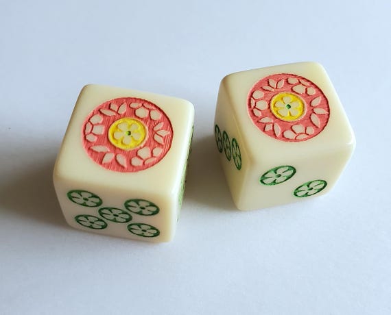 Decorative Dice, One Pair, Hand Painted, 16 mm, 5/8 inch, Mahjong, Backgammon, Bunco, Dungeons & Dragons, Yahtzee