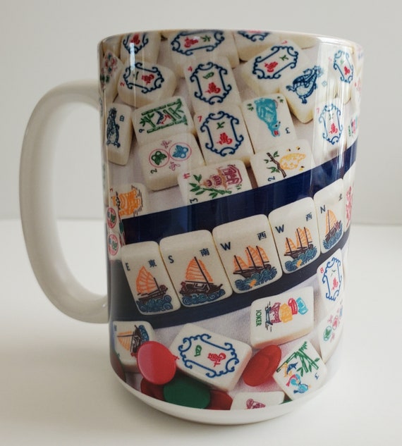 Mother Nature Mahjong, Ceramic Mug 15oz. Style B. Made to Order