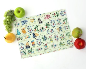 Mother Nature Mahjong Tile Cutting Board, Tempered Glass, USA Made
