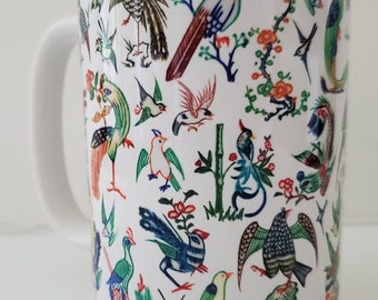 Mahjong Birds, Ceramic Mug 15oz. Made to Order