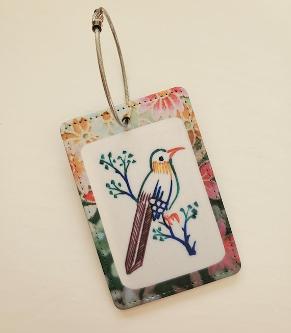 Luggage Tag with Metal Ring, Rectangle ~ One Bamboo Mahjong Tile Image