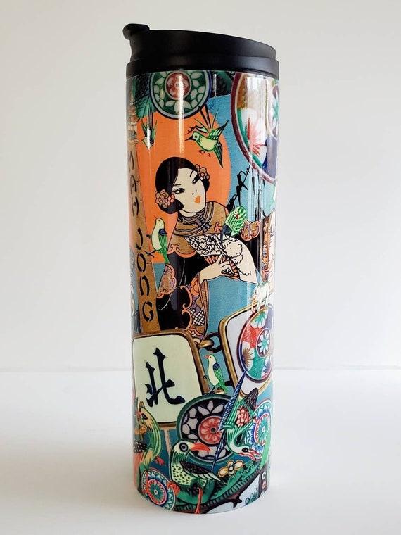Mahjong Collage, Thermal Tumbler 16 oz. Design B