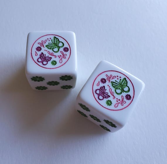 Decorative Dice, One Pair, Hand Painted, 19 mm, 3/4 inch, Mahjong, Backgammon, Bunco, Dungeons & Dragons, Yahtzee