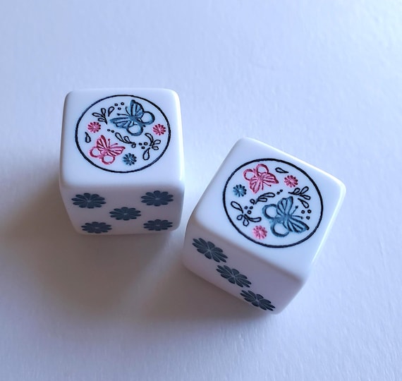 Decorative Dice, One Pair, Hand Painted, 19 mm, 3/4 inch, Mahjong, Backgammon, Bunco, Dungeons & Dragons, Yahtzee
