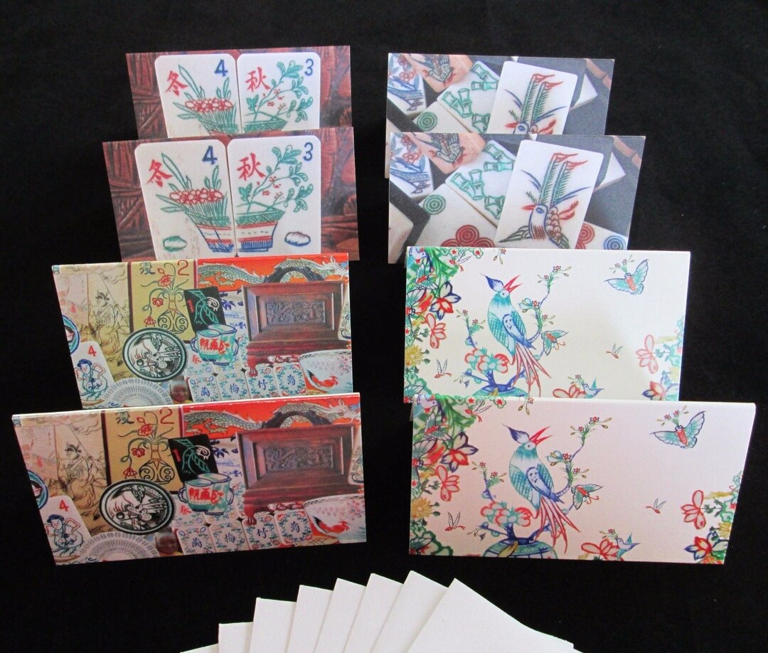 Set of Eight Mahjong, Small Stationery Gift Enclosure Cards