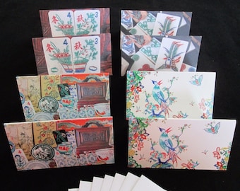 Vintage Mahjong Grußkarten, Geschenkkarten mit Umschlägen, 8er-Set