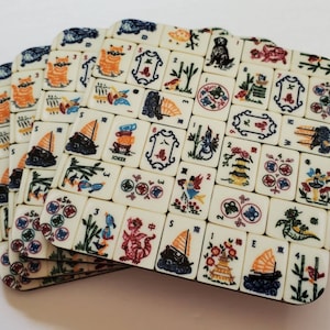新品、4枚セット、マザーネイチャータイルデザイン、麻雀テーマコースター