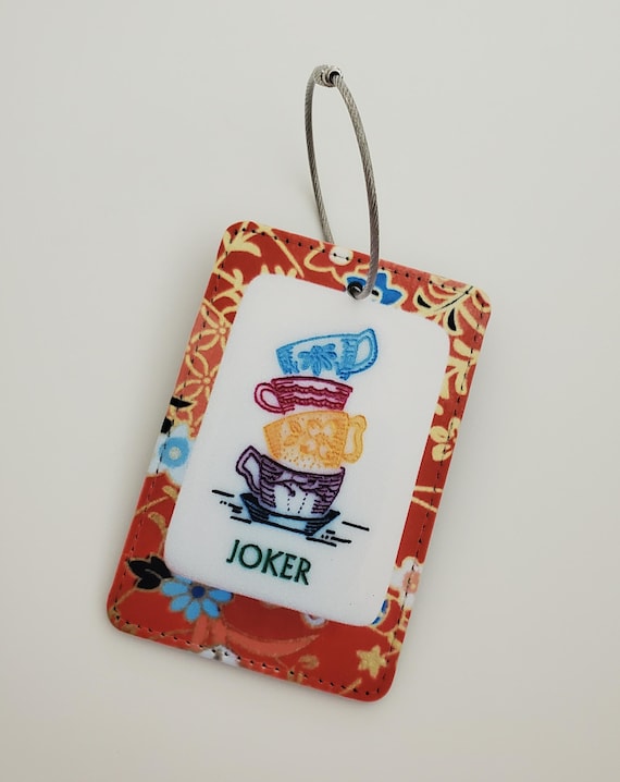 Luggage Tag with Metal Ring, Rectangle ~ Mother Nature Mahjong Tile Image, Joker