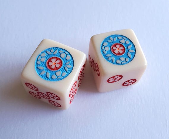 Decorative Dice, One Pair, Hand Painted, 16 mm, 5/8 inch, Mahjong, Backgammon, Bunco, Dungeons & Dragons, Yahtzee