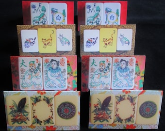Vintage Mahjong Tile Briefpapier Karten, Geschenk Beilage Karten Set