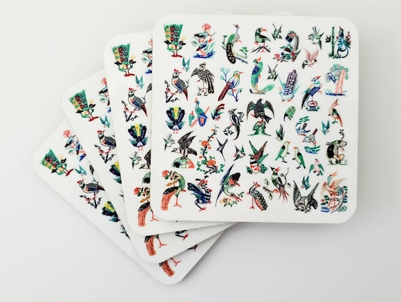 Set of Four, Mahjong Birds Coasters