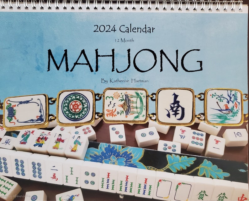 2024 Wall Calendar, Vintage Mahjong Tiles, Artwork, Accessories, Full