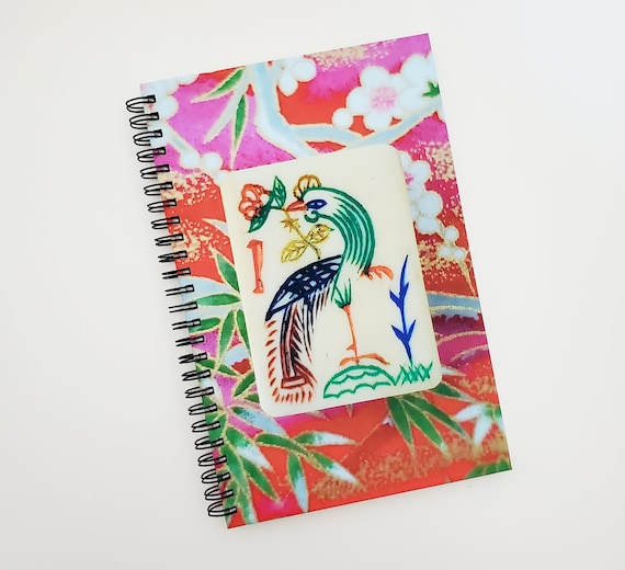 Recipe Hardcover Book, 5-1/2 x 8-1/2 inches, Spiral, Vintage Mahjong Tiles Design
