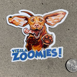 Happy jumping Hungarian Vizsla Zoomies puppy dog sticker pack cartoon decals sticker pack