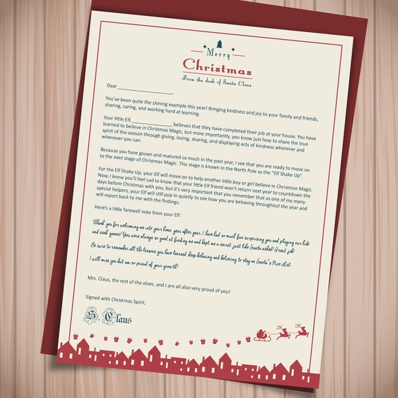 elf goodbye letter etsy