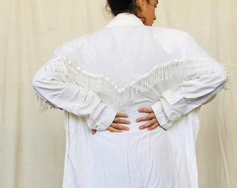 Vintage 80&#39;s Beaded Blouse Dress