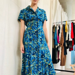 Vintage Floral Button Down Maxi Dress - Small - Medium