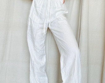 70s Linen Pants (XS-L) Vintage Cream Tapered Trousers - Etsy