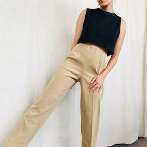 Vintage High Waist Beige Trousers Medium