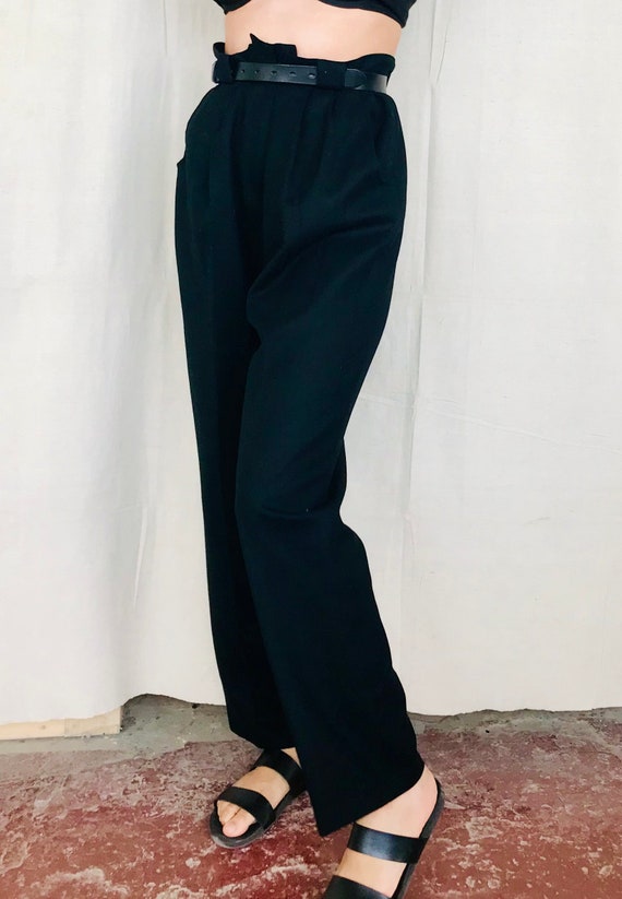 80s Wool Trousers in Black - Small - Medium - Lar… - image 9