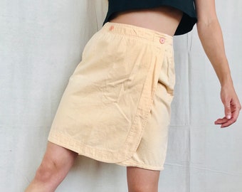 Vintage Peach Wrap Mini Skirt Size Small