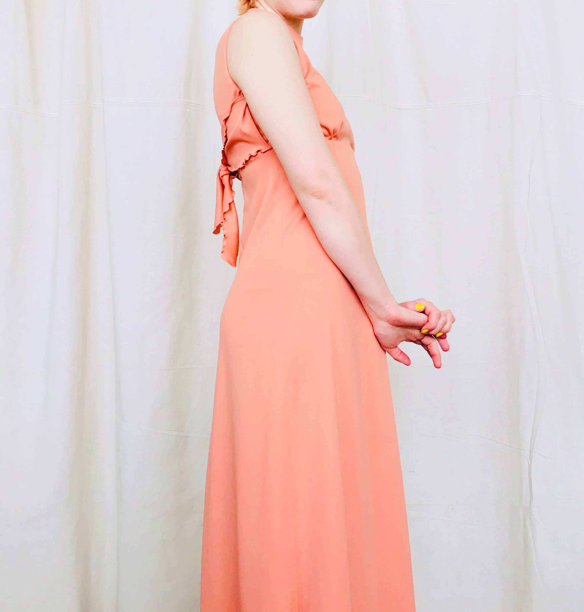 70's Salmon Maxi Dress