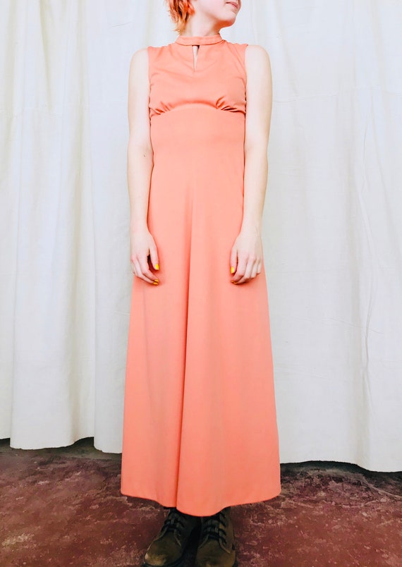 70's Salmon Maxi Dress - image 3