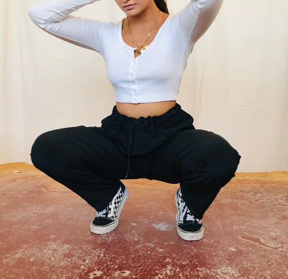 80's Black Silk Pants