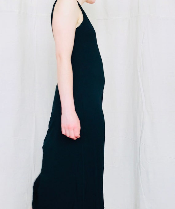 ワンピース 90s OLD Black Rayon Long One-piece Dress Vintage 1990s GHOST Black Dress Viscose Rayon - Size M