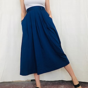 90s Navy Pleated Skirt with Pockets