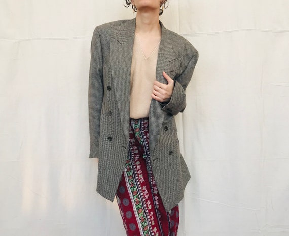 90s Vintage Oversized Wool - Silk Blazer Large - … - image 7