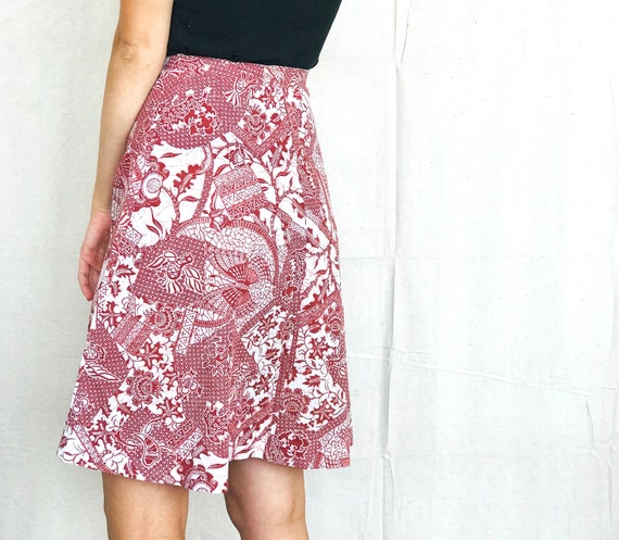 Vintage Red Patterned Skirt - image 4