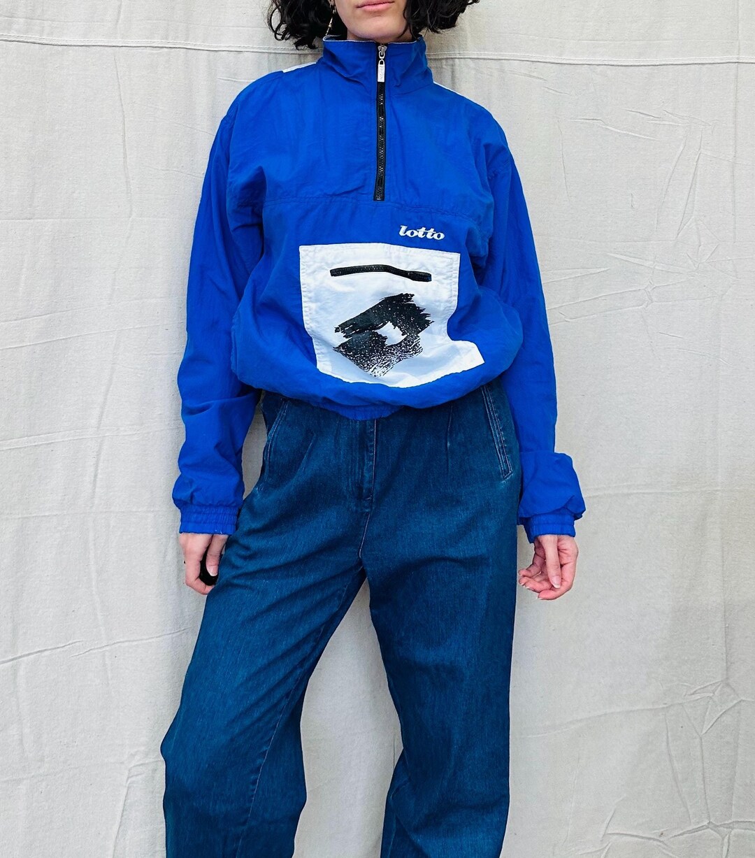 Veste Lotto Italia Des Années 90 - Survêtement Vintage Bleu Taille L Pour Homme