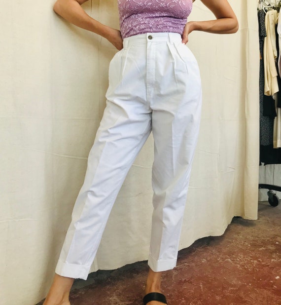 1990's Bonjour White Trousers - Small