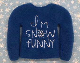 Fun Fleece Elf Sweater: 12" Doll Christmas Outfit
